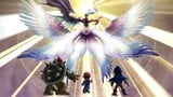 Mario, Bowser, and a Mii Gunner in the Geno outfit facing Safer∙Sephiroth
