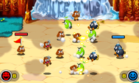 The battle sequence of the Minion Quest: The Search for Bowser sidegame of Mario & Luigi: Superstar Saga + Bowser's Minions