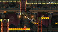Screenshot of Mario in Castle Crawl, a Special Challenge Mode level in New Super Mario Bros. U.