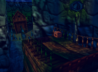 The Sunken Ship lake of the Gloomy Galleon level in Donkey Kong 64.