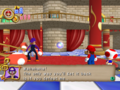 Mario and Toad confronting Waluigi within Truffle Towers