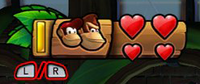 Donkey Kong's and Diddy Kong's health bar, with a filled banana gauge