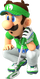 Artwork of Luigi reading the green in Mario Golf: Super Rush