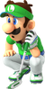 Artwork of Luigi reading the green in Mario Golf: Super Rush