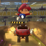 Baby Mario performing a trick. Mario Kart 8.