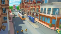 View of the trams in Amsterdam Drift