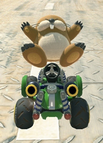 Monty Mole performing a trick.