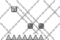 Screenshot of balls on chains from Super Mario Land 2: 6 Golden Coins