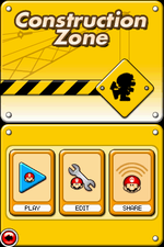 The Construction Zone menu from Mario vs. Donkey Kong: Minis March Again!