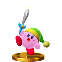 Sword Kirby's trophy render from Super Smash Bros. for Wii U