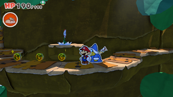 Mario standing near 3 Coins in Spring of Jungle Mist of The Origami King.