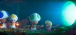 Baby Peach finding the Mushroom Kingdom by walking through a Warp Pipe