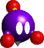 A rendered model of a Chuckya from Super Mario 64.