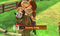 Donkey Kong riding on a horse in Beginner/Intermediate difficulty from Mario Sports Superstars