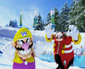 Wario and Dr. Eggman competing in the event in the game's opening.