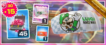 The Luigi Parafoil Pack from the Singapore Tour in Mario Kart Tour