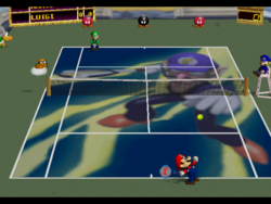 Waluigi court in the game Mario Tennis (Nintendo 64).
