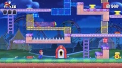 Screenshot of Merry Mini-Land Plus level 4-4+ from the Nintendo Switch version of Mario vs. Donkey Kong