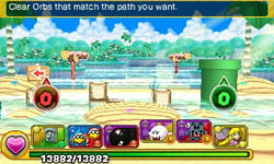 Screenshot of the branching path in Special World 1-4, from Puzzle & Dragons: Super Mario Bros. Edition.