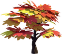 Artwork of a tree in autumn from Paper Mario: The Origami King.
