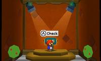 Mario in the Enemy Gallery Room in the Sticker Museum