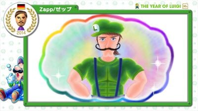 The Year of Luigi art submission created by Miiverse user Zapp/ゼップ and selected by Nintendo