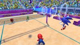 Sonic, Mario, Knuckles and Yoshi play beach volleyball