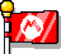 Goal Pole icon shown on Mario's chest