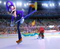 Waluigi and Knuckles competing in the event in the game's opening.