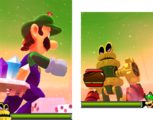 Giant Luigi battling Robo-Drilldigger.