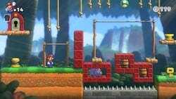 Screenshot of Donkey Kong Jungle level 2-2 from the Nintendo Switch version of Mario vs. Donkey Kong