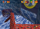 Screenshot of Metal Mario sinking in Dire, Dire Docks from Super Mario 64.