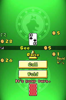 The player menu in Luigi's Thrilling Cards