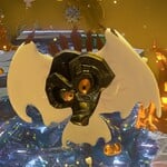 A Necky with and without its Gloo Gum shell in Donkey Kong Bananza