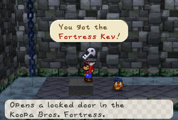 Mario getting the second Fortress Key in Koopa Bros. Fortress in Paper Mario