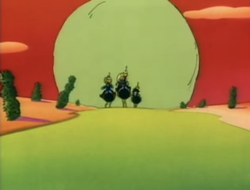 Screenshot of a scene from The Super Mario Bros. Super Show! episode "Butch Mario & The Luigi Kid" that "Rawhide" and the instrumental version of "My Karoobi" play in.
