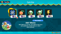 A Poplin Shop's UI, from Super Mario Bros. Wonder