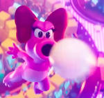 Birdo shooting eggs in The Super Mario Galaxy Movie
