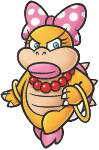 Artwork of Wendy O. Koopa from a Nintendo coloring book. The coloring book was included in the July 2015 edition of Japan's TV Video Game Magazine to commemorate the 30th anniversary of Super Mario Bros.