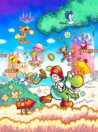 Artwork of the Yoshis in Yoshi's Island DS.