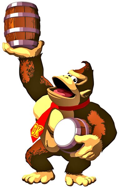 File:DK holding barrel Donkey Konga art.jpg