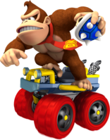 Artwork of Donkey Kong holding a Spiny Shell in Mario Kart 7