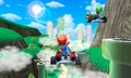 Mario and Luigi in a course with many pipes which racers can presumably drive in.