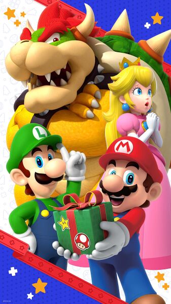 File:My Nintendo Mario Luigi Happy Holidays wallpaper smartphone.jpg