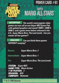 One of the Power Challenge Trading Cards