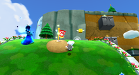Mario on the Stone Mountains Planet in the Fluffy Bluff Galaxy