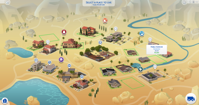 Hover-over text is fun! Can any of you readers find it? I doubt you realize that it's indeed possible! Oasis Springs is beautiful and I wouldn't fault anyone for living here but more importantly, it's a base game world and you don't need extra expansion packs for this!