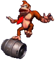 Artwork of Donkey Kong rolling on a steel keg from Donkey Kong Country