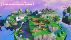An example of the The Sluggish and the Puckish battle in Mario + Rabbids Sparks of Hope