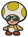 A sunglasses-wearing yellow Toad